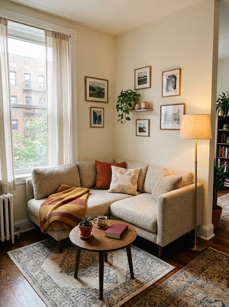 7 Small-Space Modern Living Room Layouts for First-Time City Renters