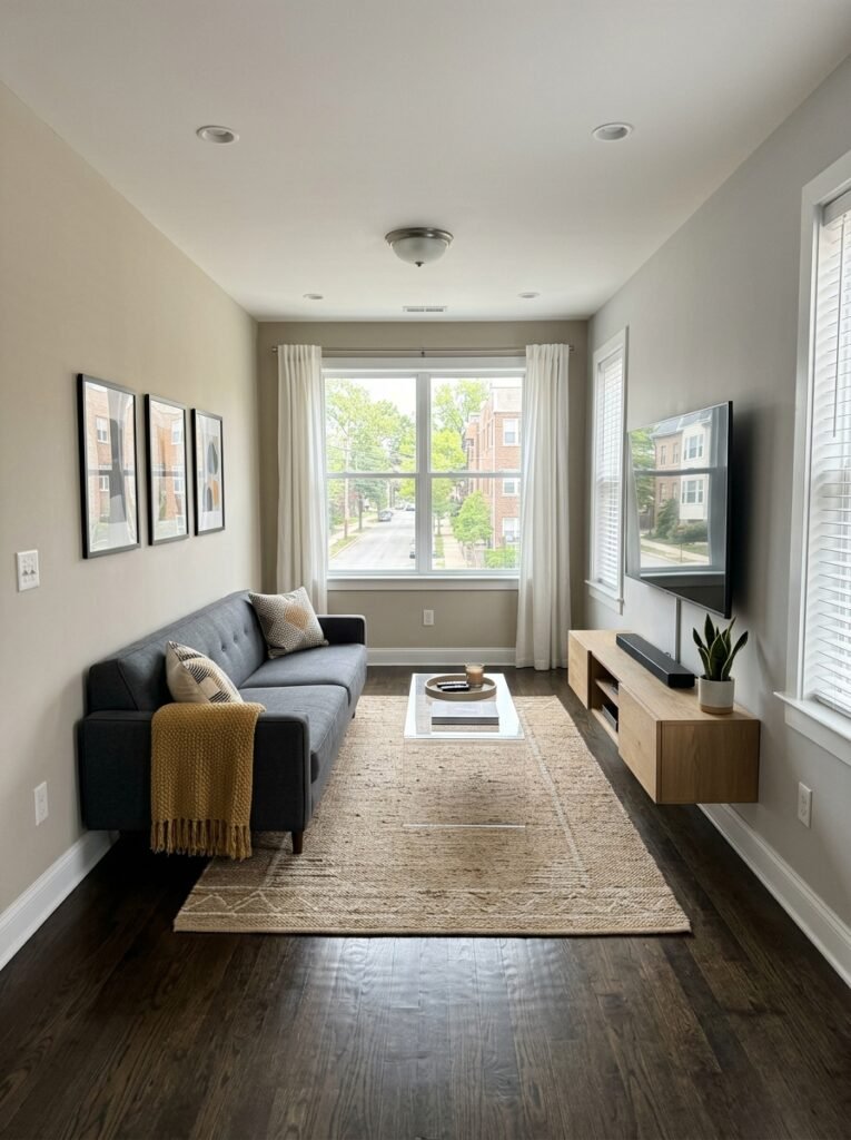 7 Small-Space Modern Living Room Layouts for First-Time City Renters