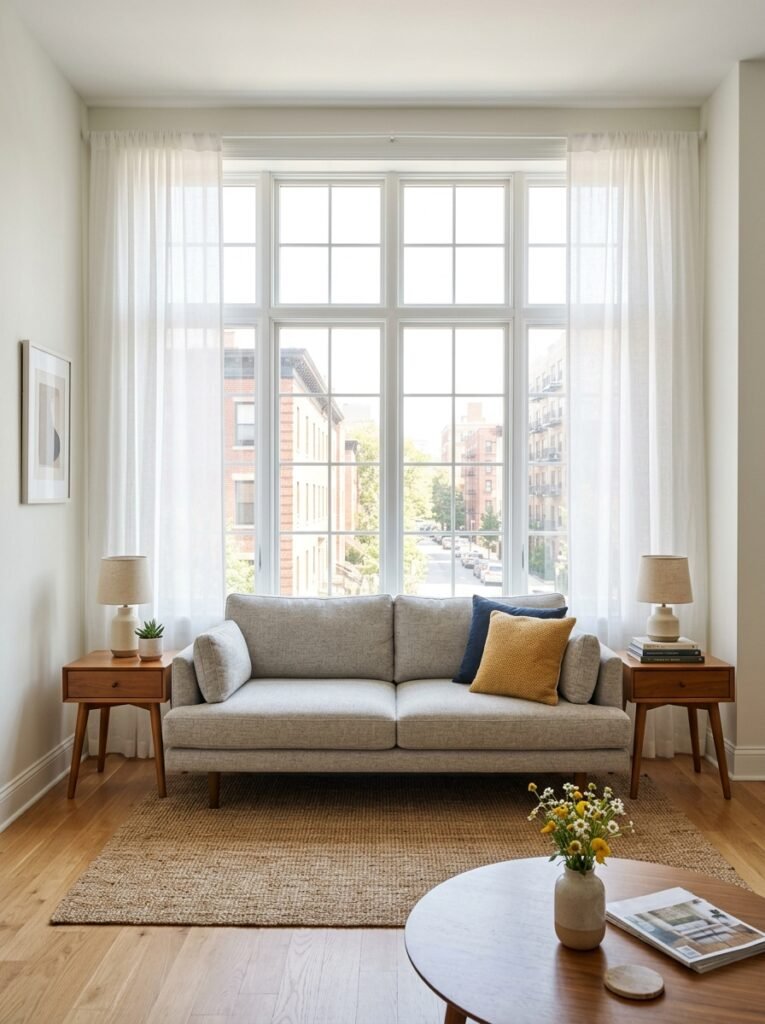 7 Small-Space Modern Living Room Layouts for First-Time City Renters