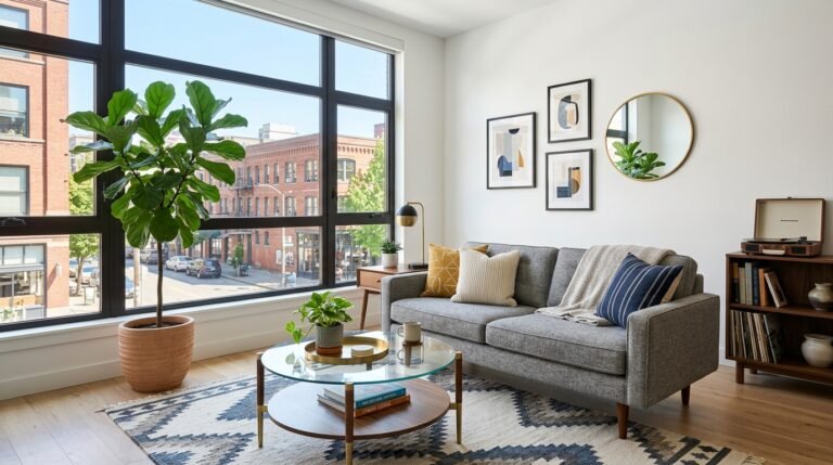 7 Small-Space Modern Living Room Layouts for First-Time City Renters