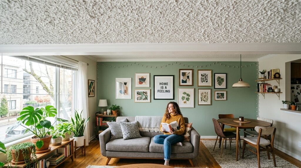 Decor for Renters With Popcorn Ceilings and Ugly Fixtures You Can’t Remove