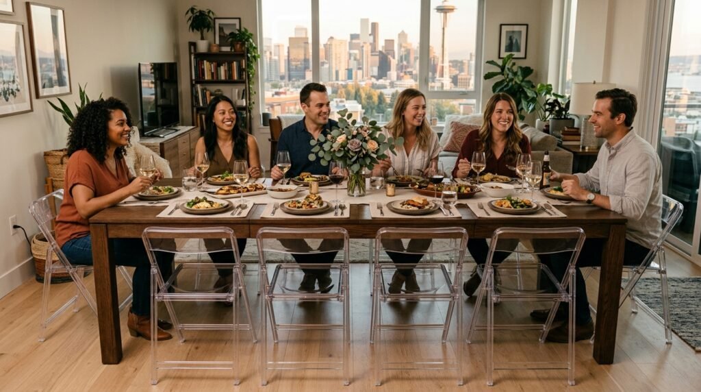 11 Modern Living Room Ideas for Hosting Your First Friendsgiving in a Small Space