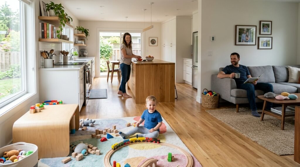 8 Open-Concept Kitchen–Living Room Combos for Families With Toddlers