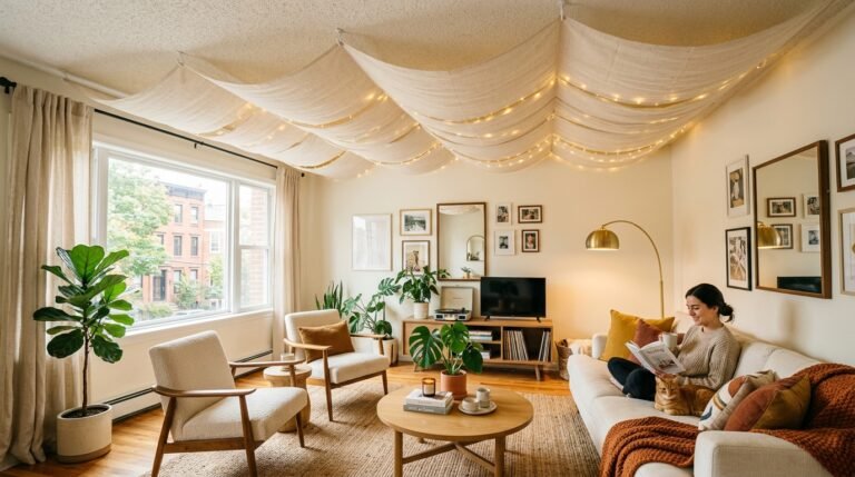 Decor for Renters With Popcorn Ceilings and Ugly Fixtures You Can’t Remove
