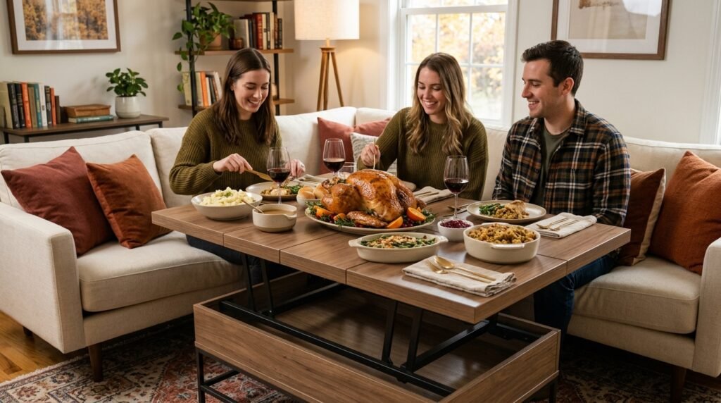 11 Modern Living Room Ideas for Hosting Your First Friendsgiving in a Small Space