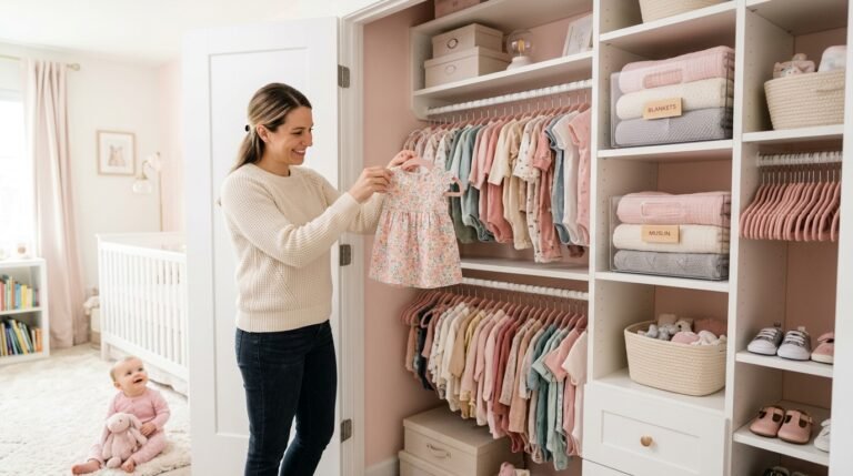 6 Wardrobe Organization Ideas for New Parents Setting Up a Baby Girl’s Nursery Closet
