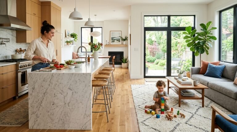8 Open-Concept Kitchen–Living Room Combos for Families With Toddlers