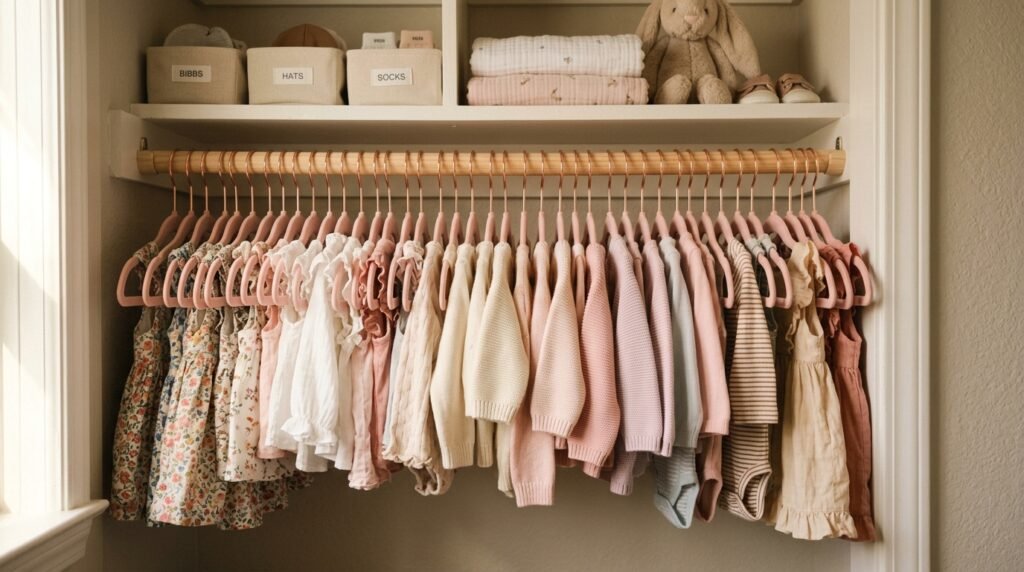6 Wardrobe Organization Ideas for New Parents Setting Up a Baby Girl’s Nursery Closet