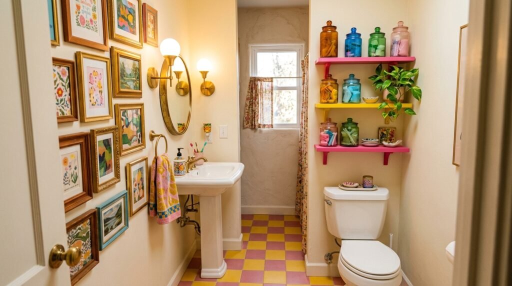 8 Dopamine Bathroom Ideas for Tiny Half Baths With No Natural Light