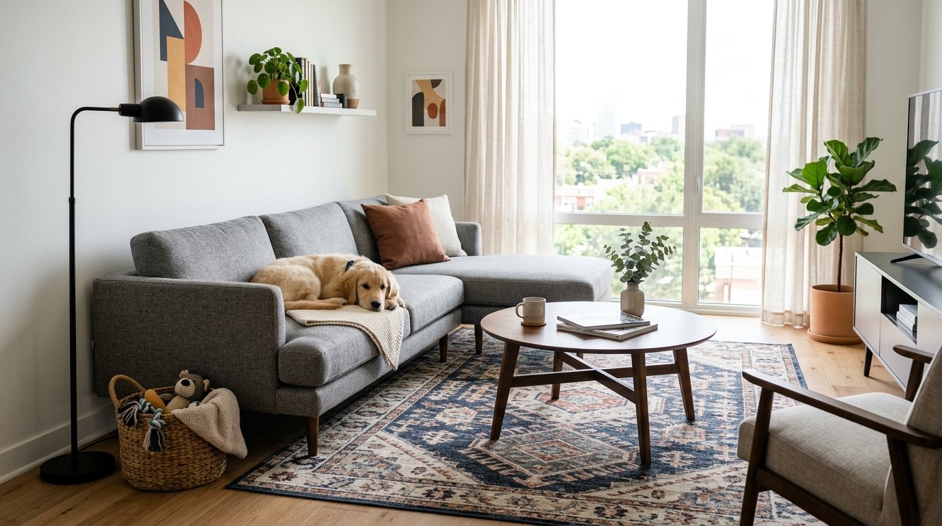 8 Pet Friendly Modern Living Room Ideas for First Time Dog Owners