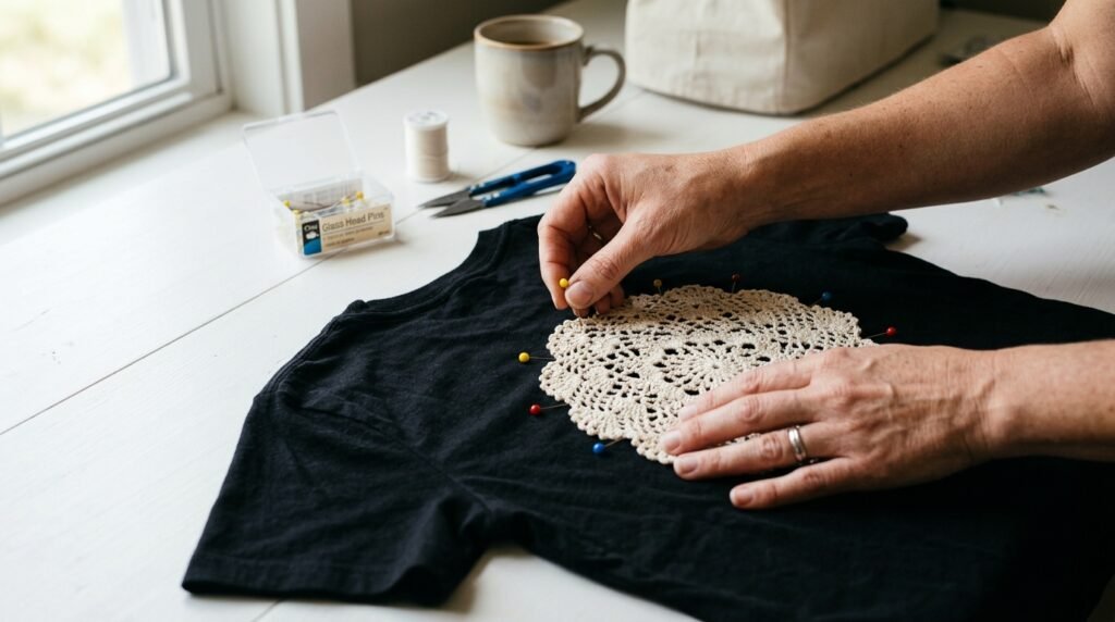 DIY Shirt Refashion: How to Add a Crochet Doily for a Boho Upgrade
