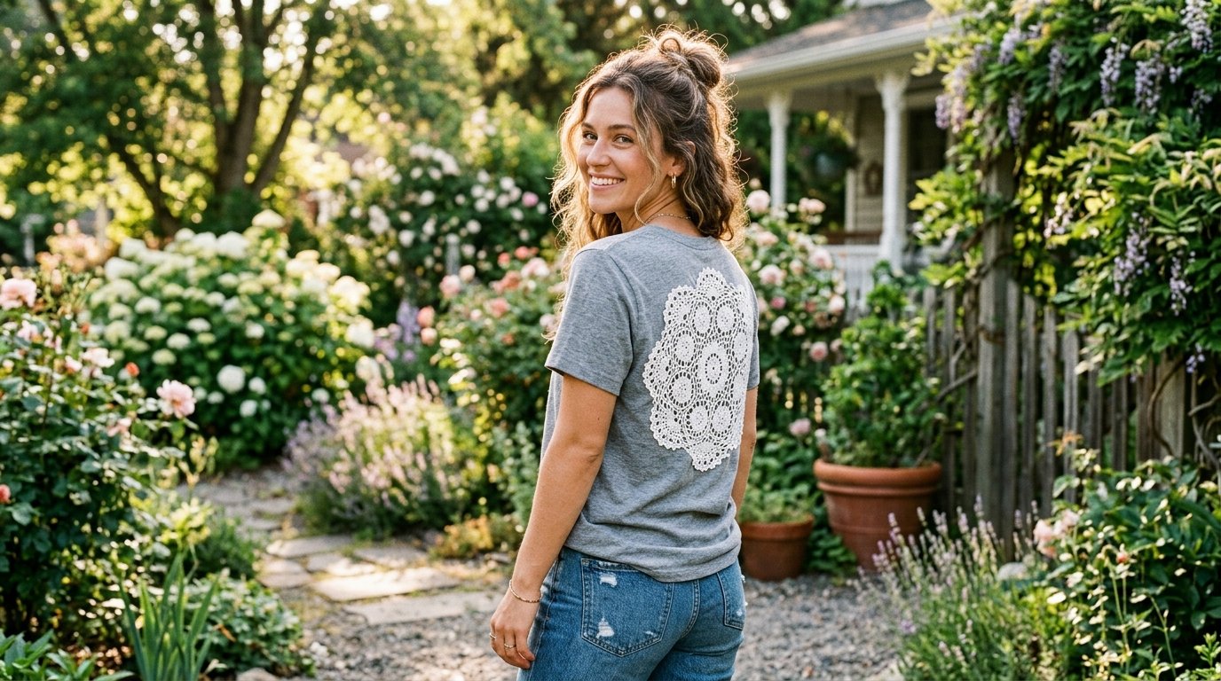 DIY Shirt Refashion: How to Add a Crochet Doily for a Boho Upgrade