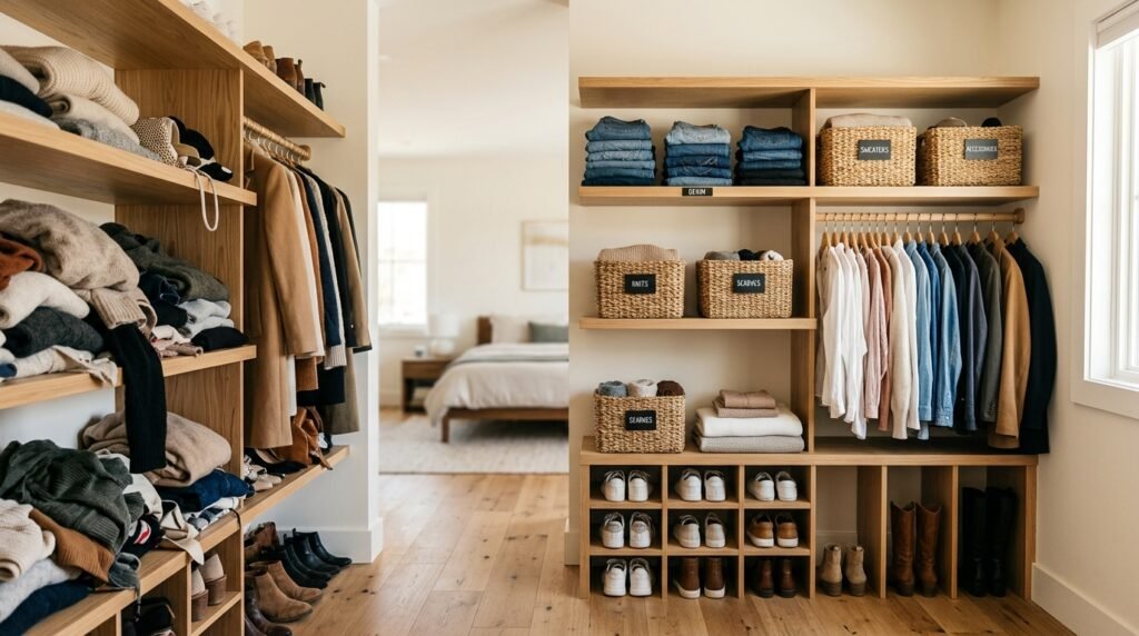 6 Wardrobe Organization Ideas for People Overwhelmed by a Messy, Cluttered Closet
