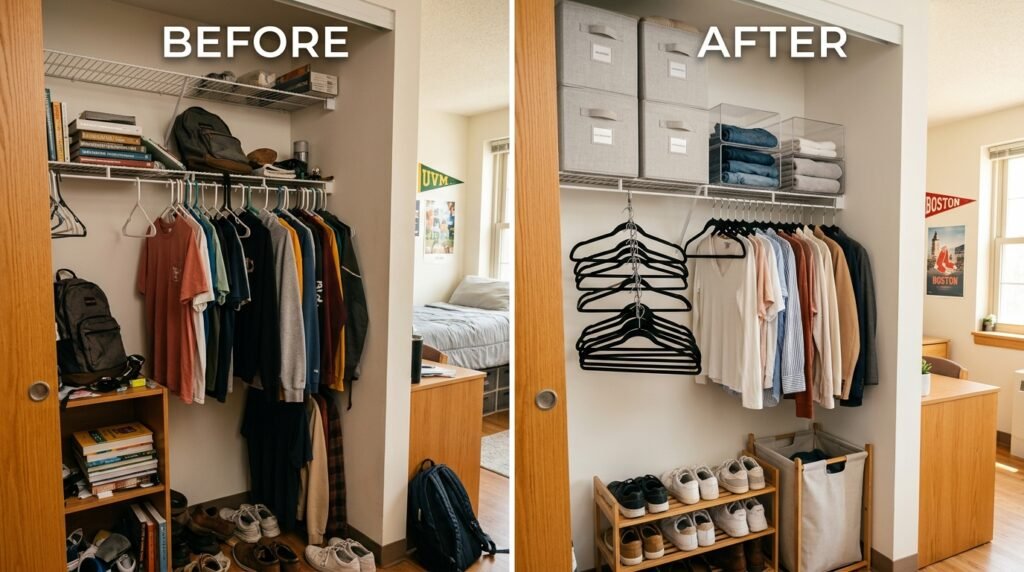 8 Wardrobe Organization Ideas for College Students Living in Dorm Rooms