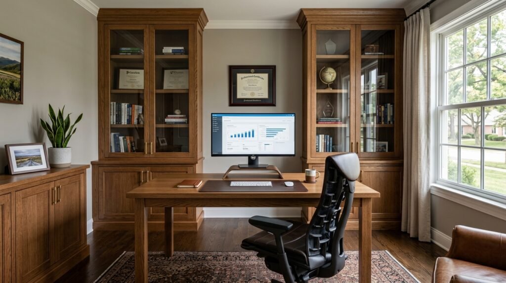 6 Bookshelf and Built-In Ideas for Remote Workers Who Need a Library Nook Office