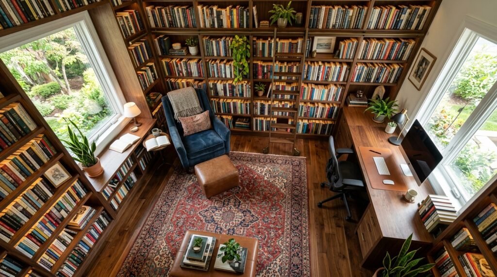 6 Bookshelf and Built-In Ideas for Remote Workers Who Need a Library Nook Office
