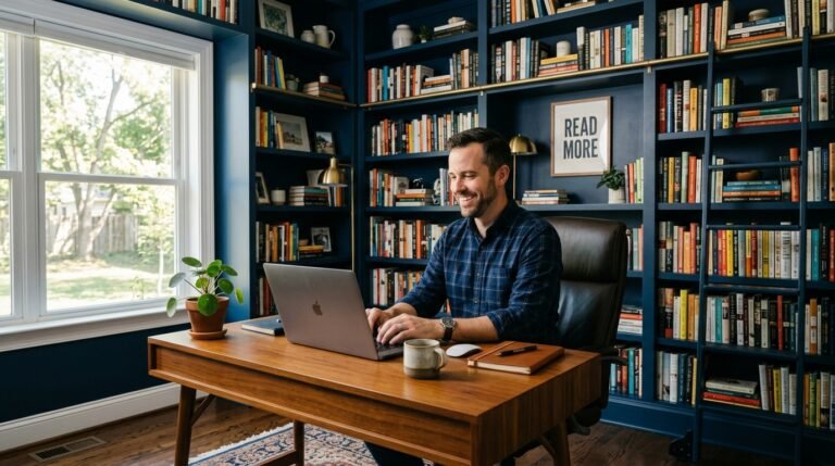 6 Bookshelf and Built-In Ideas for Remote Workers Who Need a Library Nook Office
