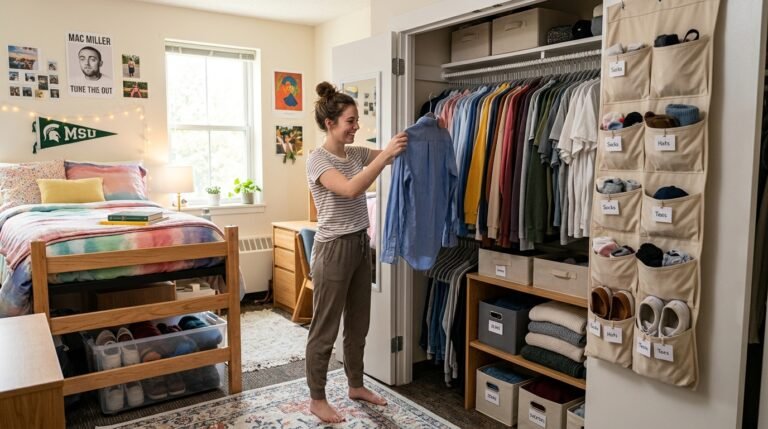 8 Wardrobe Organization Ideas for College Students Living in Dorm Rooms