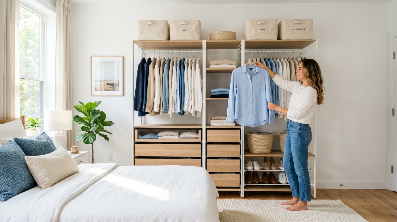 5 Wardrobe Organization Ideas for Bedrooms Without a Walk-In Closet