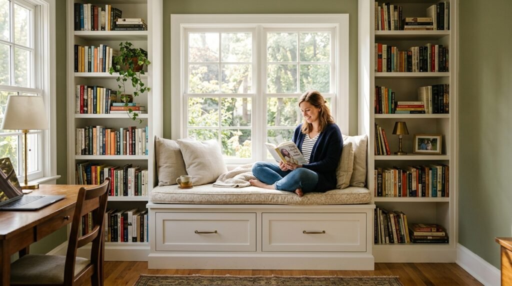 6 Bookshelf and Built-In Ideas for Remote Workers Who Need a Library Nook Office