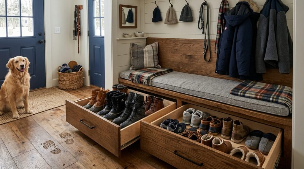 7 Wardrobe Organization Ideas for Entryways Doubling as Storage Space